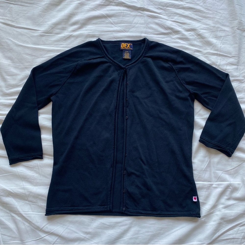 DEX Black Button-Front Knit Top